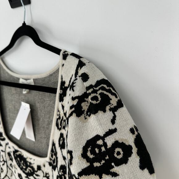 Treasure & Bond Floral Square Neck Sweater Shirt Short Sleeve New Womens 2XL - Picture 4 of 8